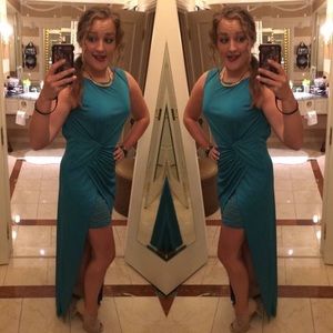 Teal Evening Gown with Leg Slit